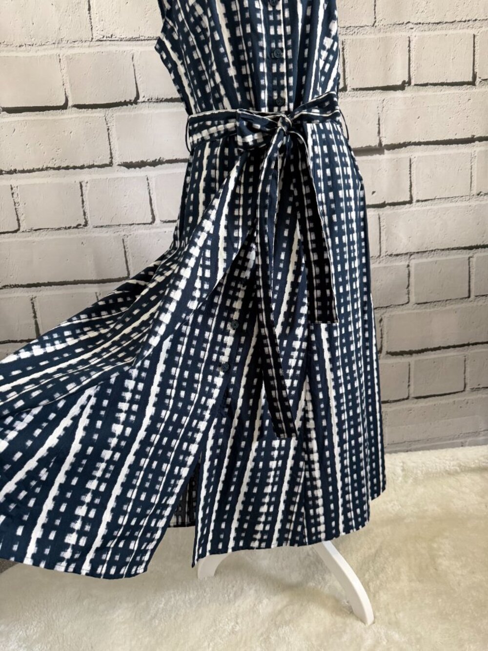 NWT Calvin Klein 100% Cotton Belted Sleeveless Shirt Midi Dress Size 10 - Picture 5 of 14